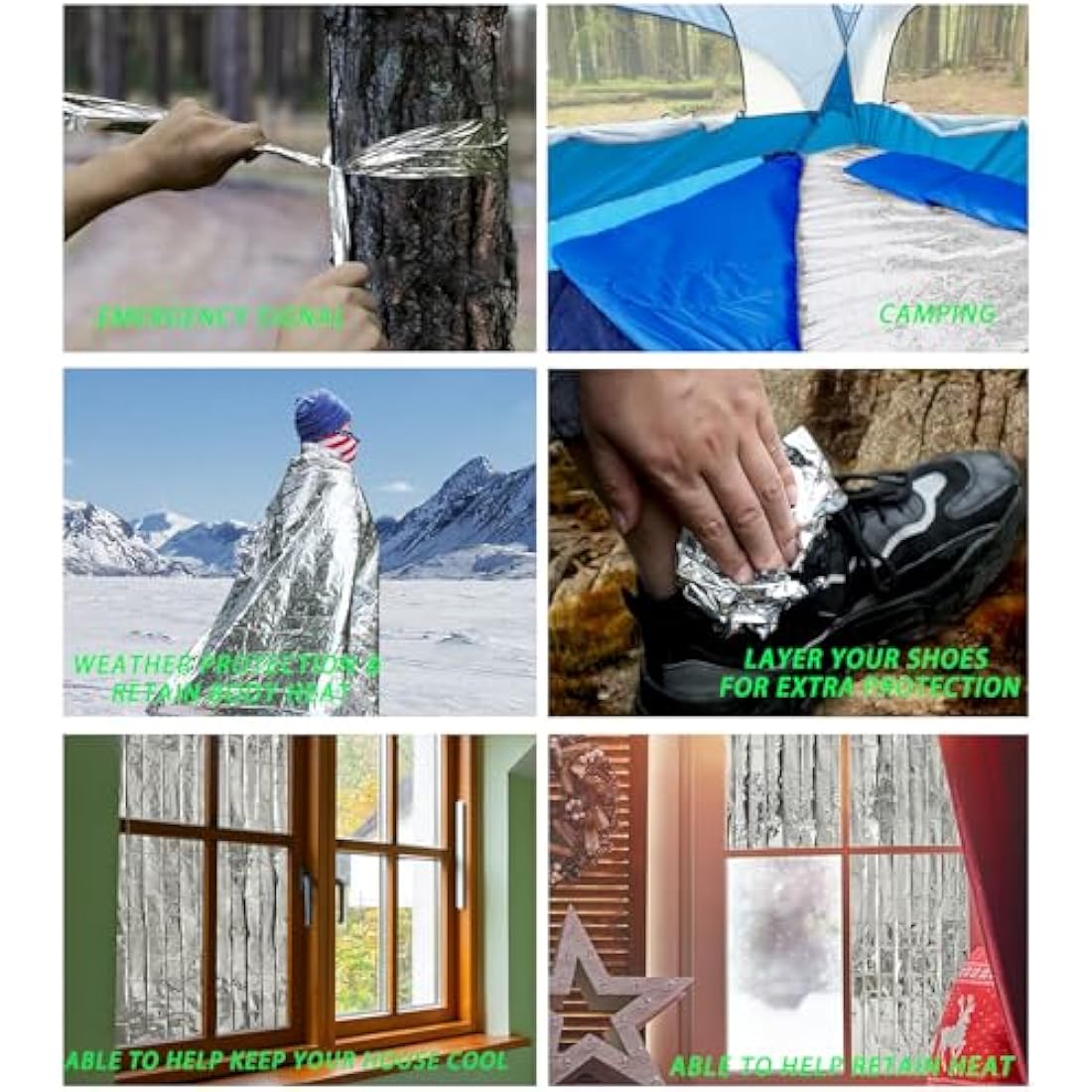 MIXIAO Emergency Mylar Thermal Blankets - 50 Pack Survival Gear
