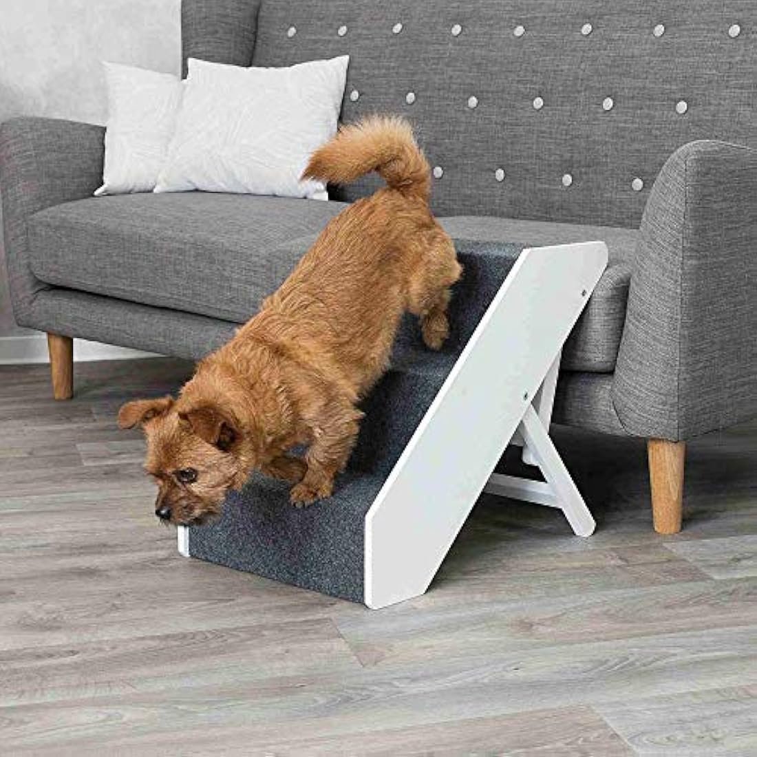 TRIXIE Foldable Dog Stairs – 3-Way Adjustable MDF Pet Steps for Indoors