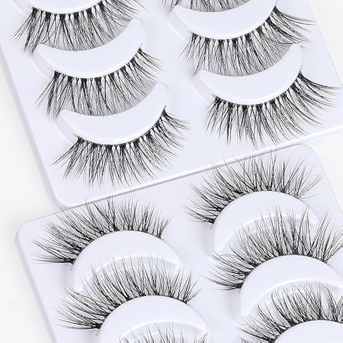 DYAFIN 3D Natural False Eyelashes | 16mm Wispy Clear Band Lashes - 8 Pairs