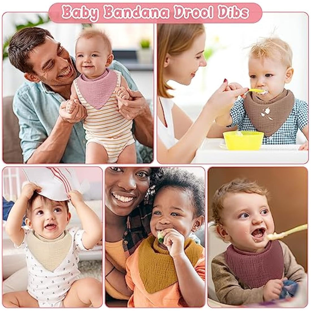 Yoofoss 10-Pack Muslin Cotton Baby Bandana Bibs | Soft Drool Bibs