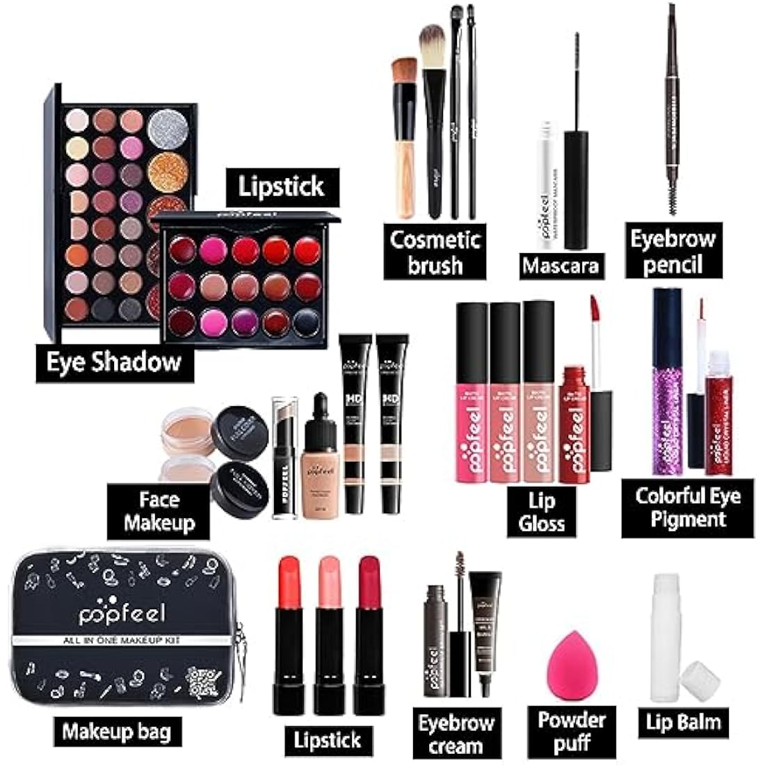 FantasyDay All-in-One Makeup Kit – 68 Piece Starter Gift Set with Travel Bag