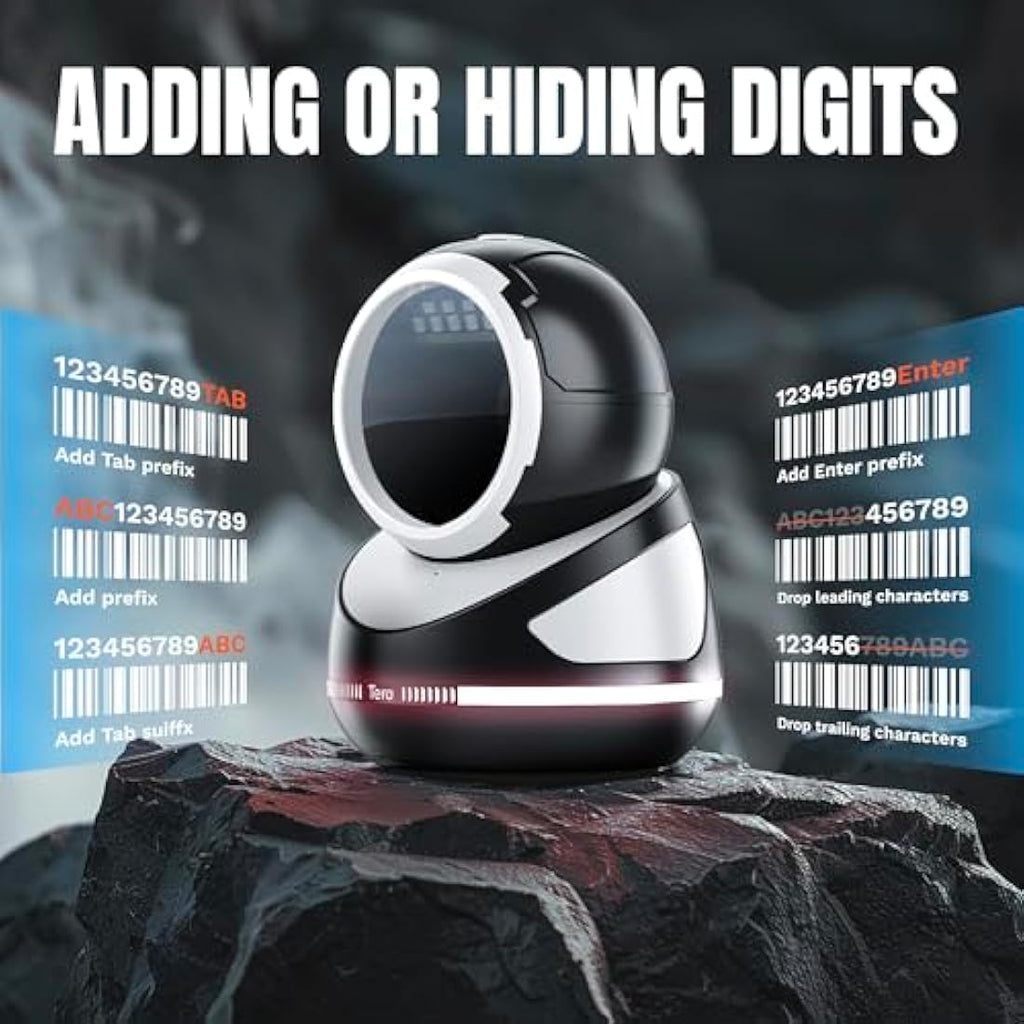 Tera 9800 Omnidirectional Barcode Scanner | 2D QR Desktop Reader - White
