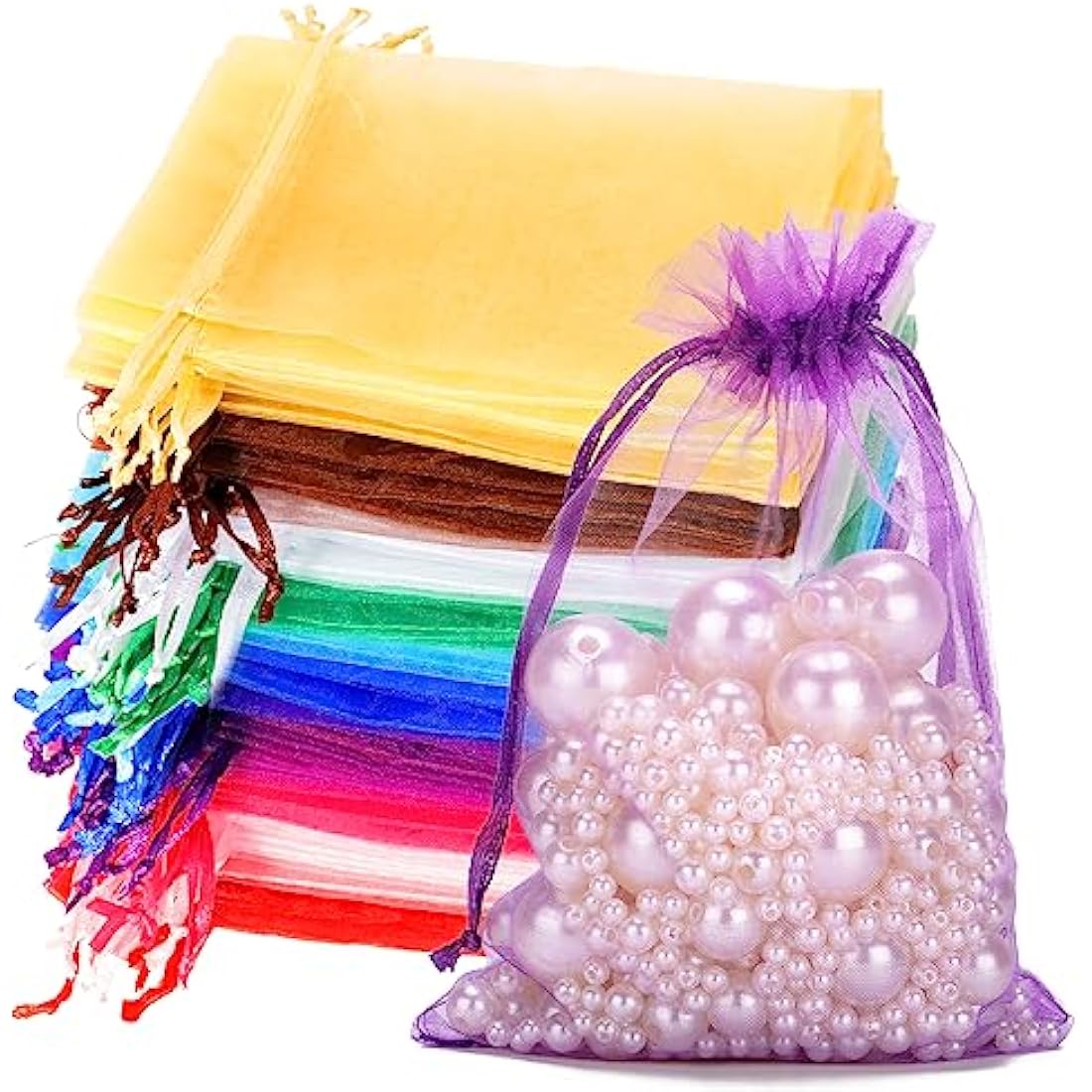 G2PLUS 100pcs Organza Gift Bags | 10x15cm Mesh Jewelry Favor Pouches