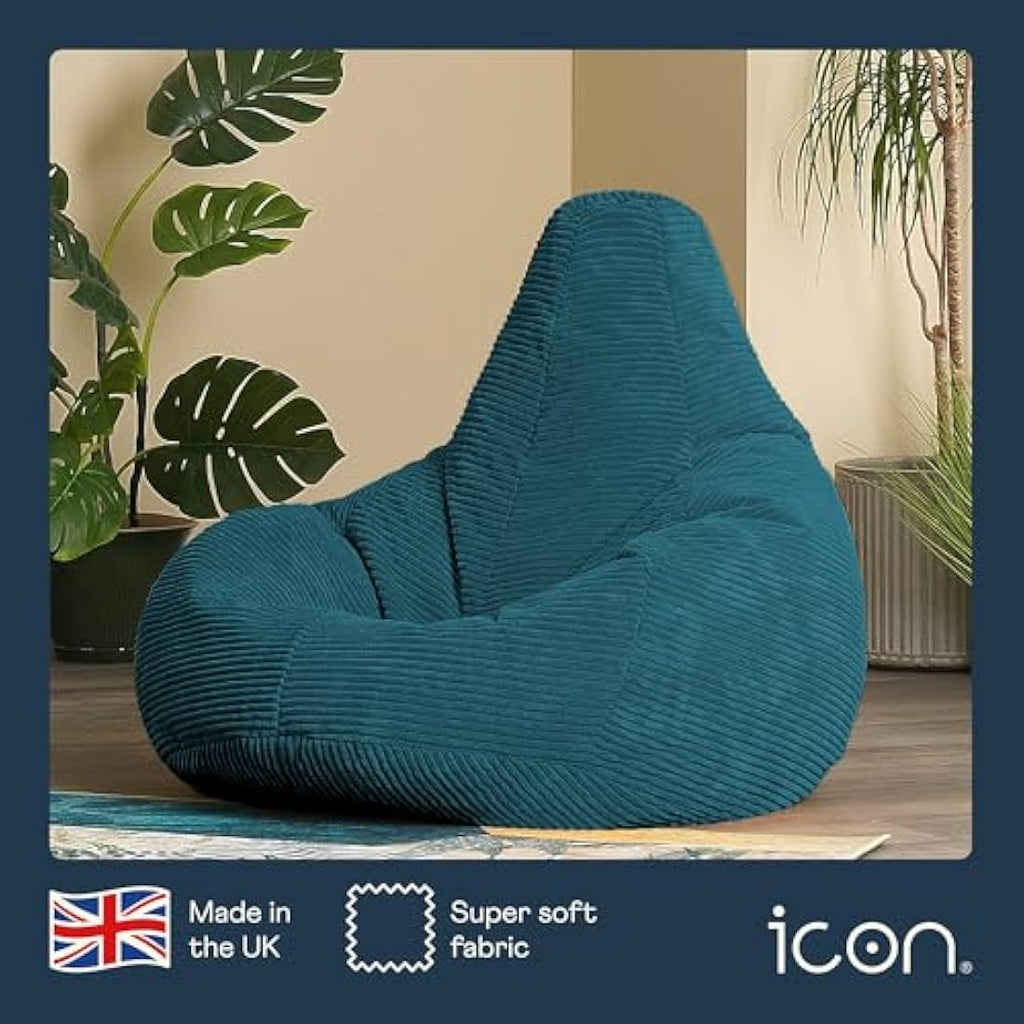 Icon Dalton Corduroy Recliner Bean Bag Chair - Teal Green - Large