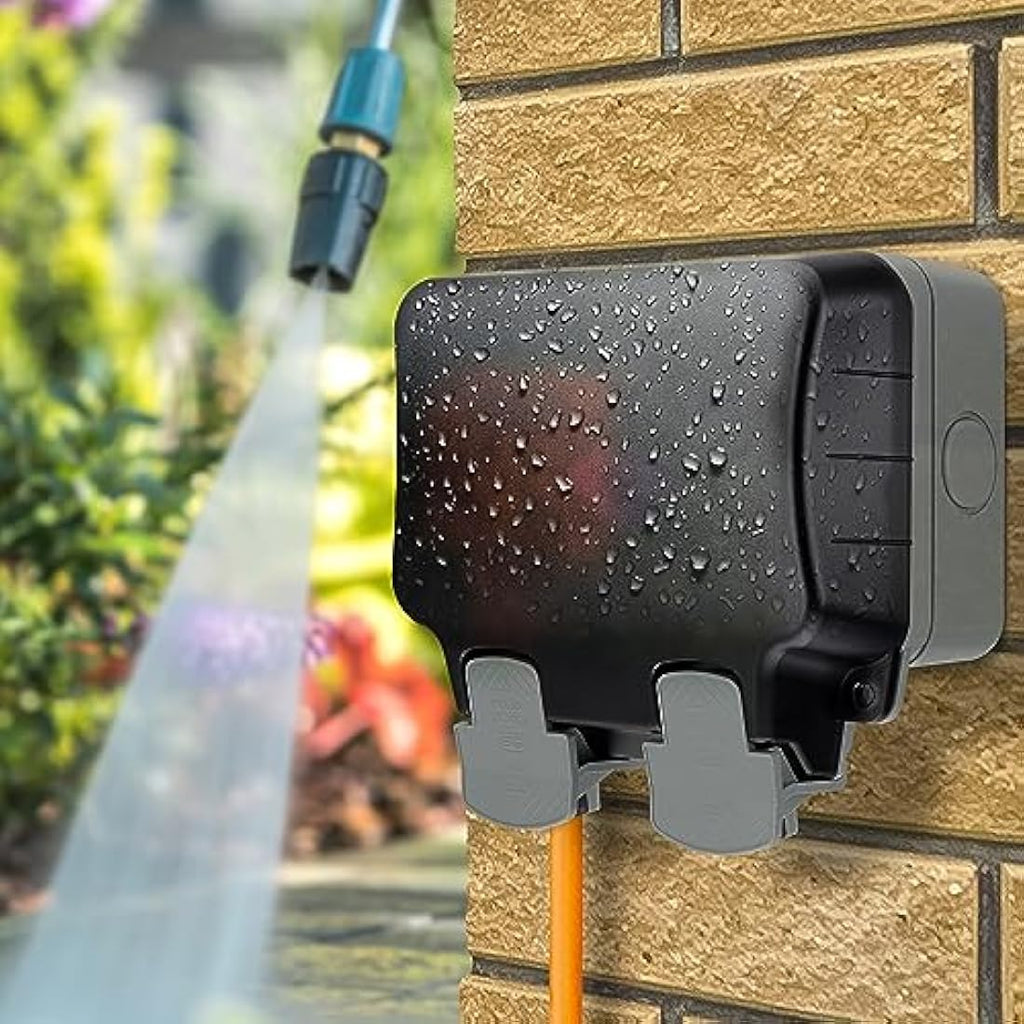 BG Electrical Double Outdoor Socket | IP66 Weatherproof Latching RCD