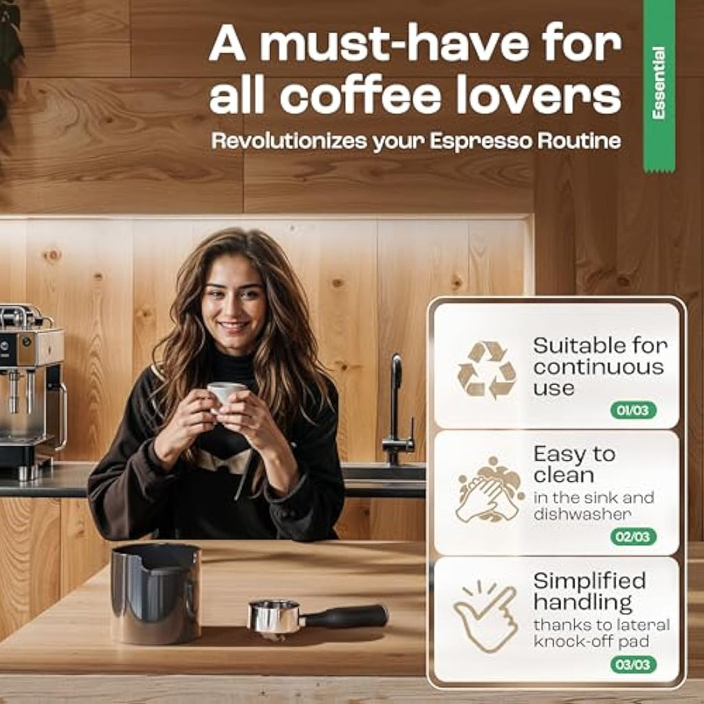 Homeffect Coffee Knock Box – Black Espresso Grounds Bin for Baristas