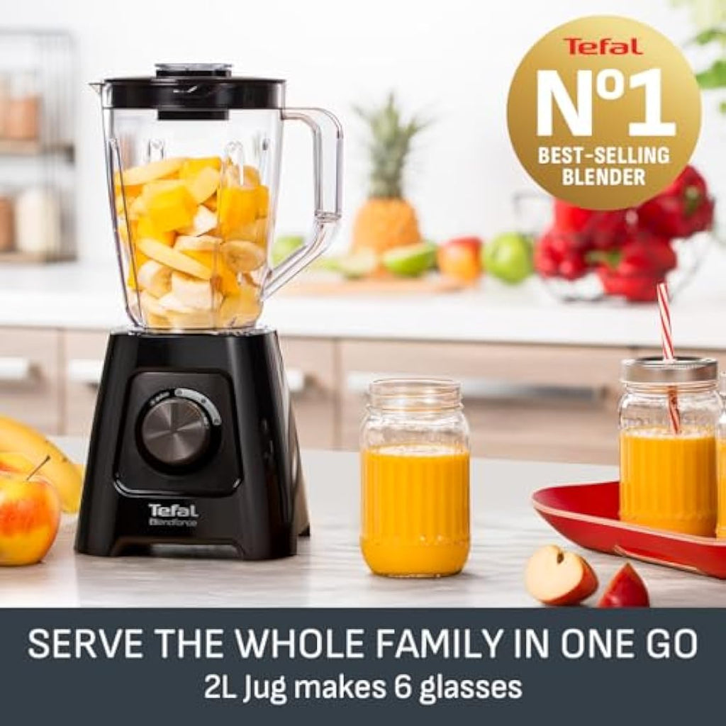 Tefal Blendforce II Blender | 600W 2L Smoothie & Ice Crusher - Black