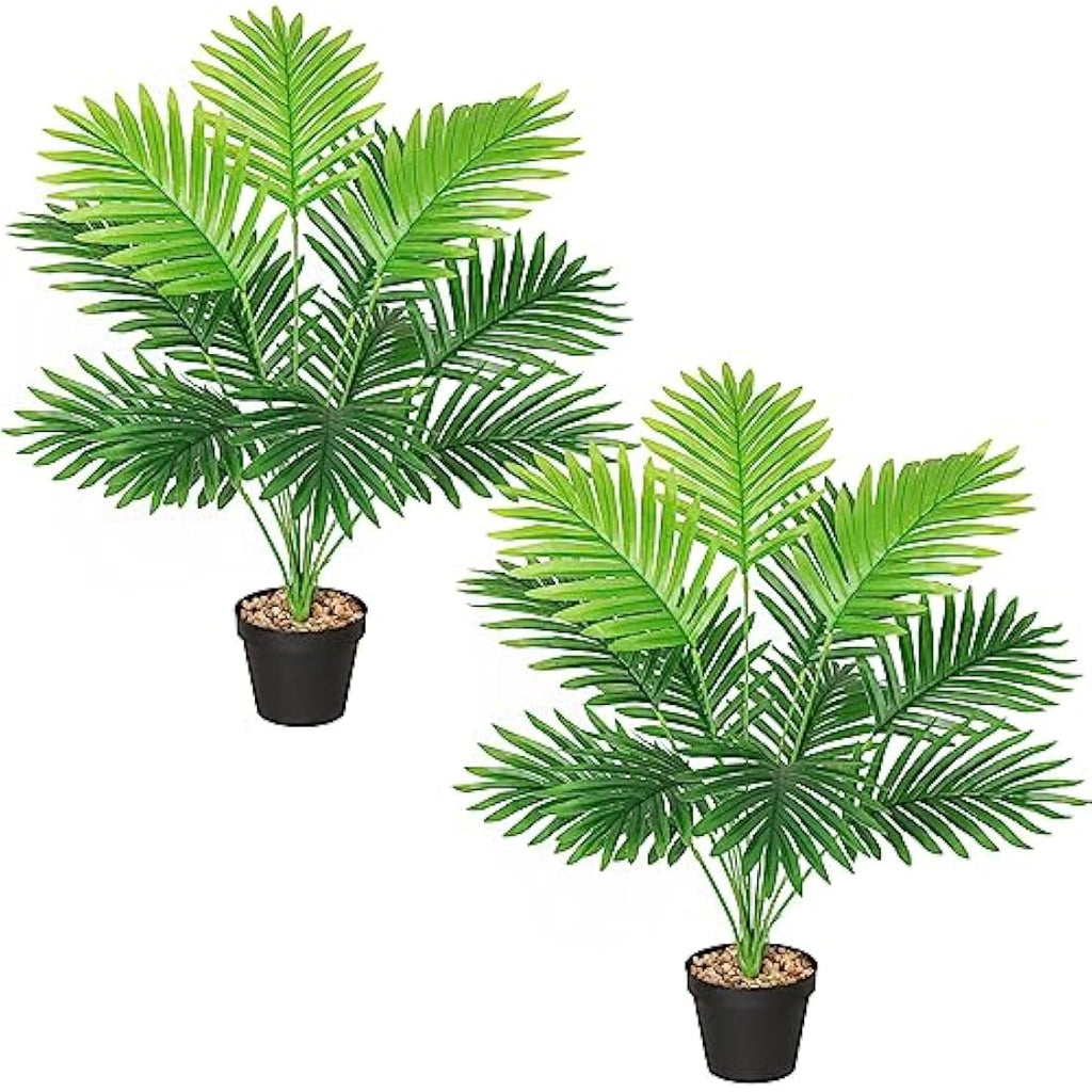 68cm Artificial Palm Tree Plants in Pots - 2 Pack Tropical Faux