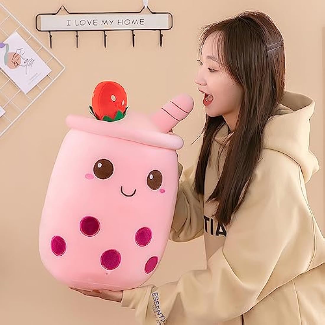 Bubble Tea Boba Plush Stuffed Animal – Pink 35cm