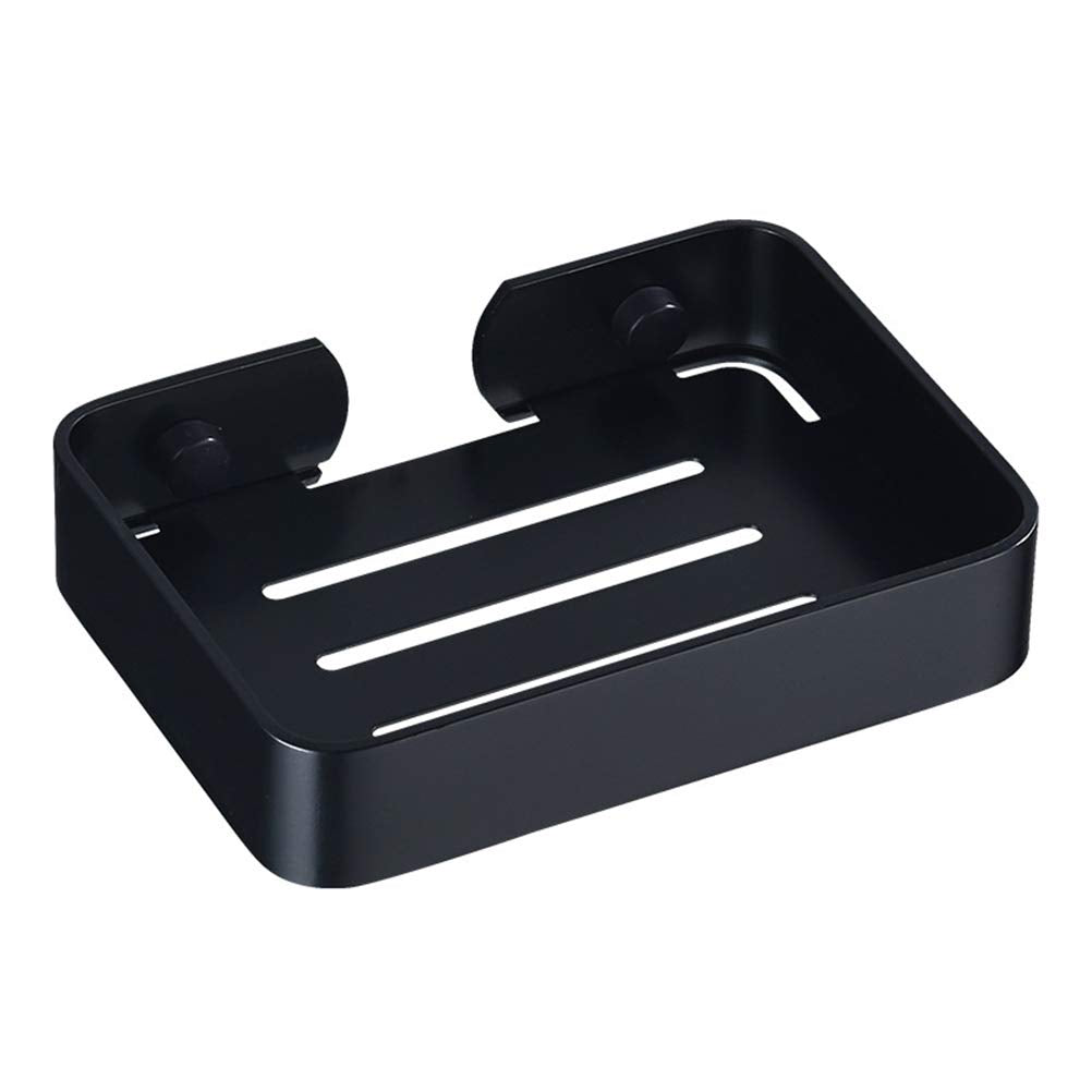 TOPINCN Aluminium Soap Holder, Rectangular Black Soap Dish with Drain, Drill-Free or Bonding Installation, Ideal for Shower, Bathroom Sink - image 1