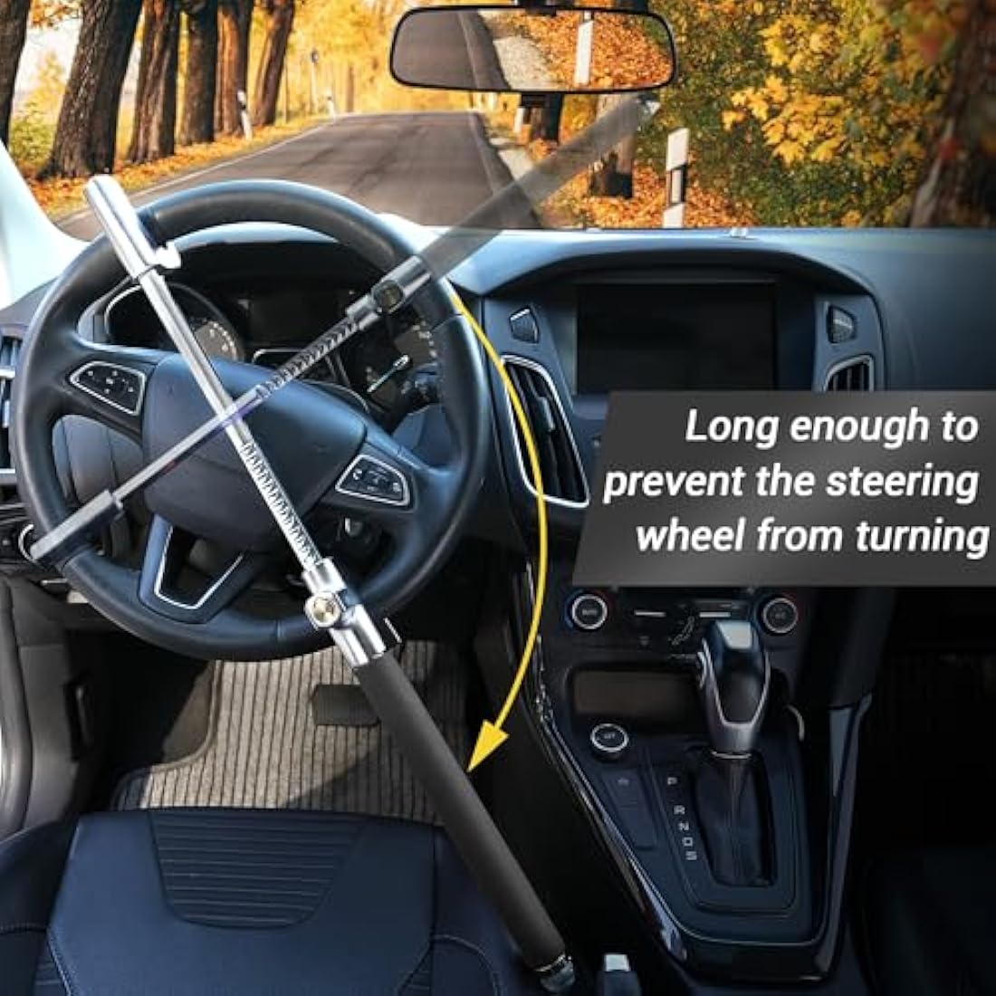 Turnart Steering Wheel Lock – Universal Anti-Theft Device with Safety Hammer