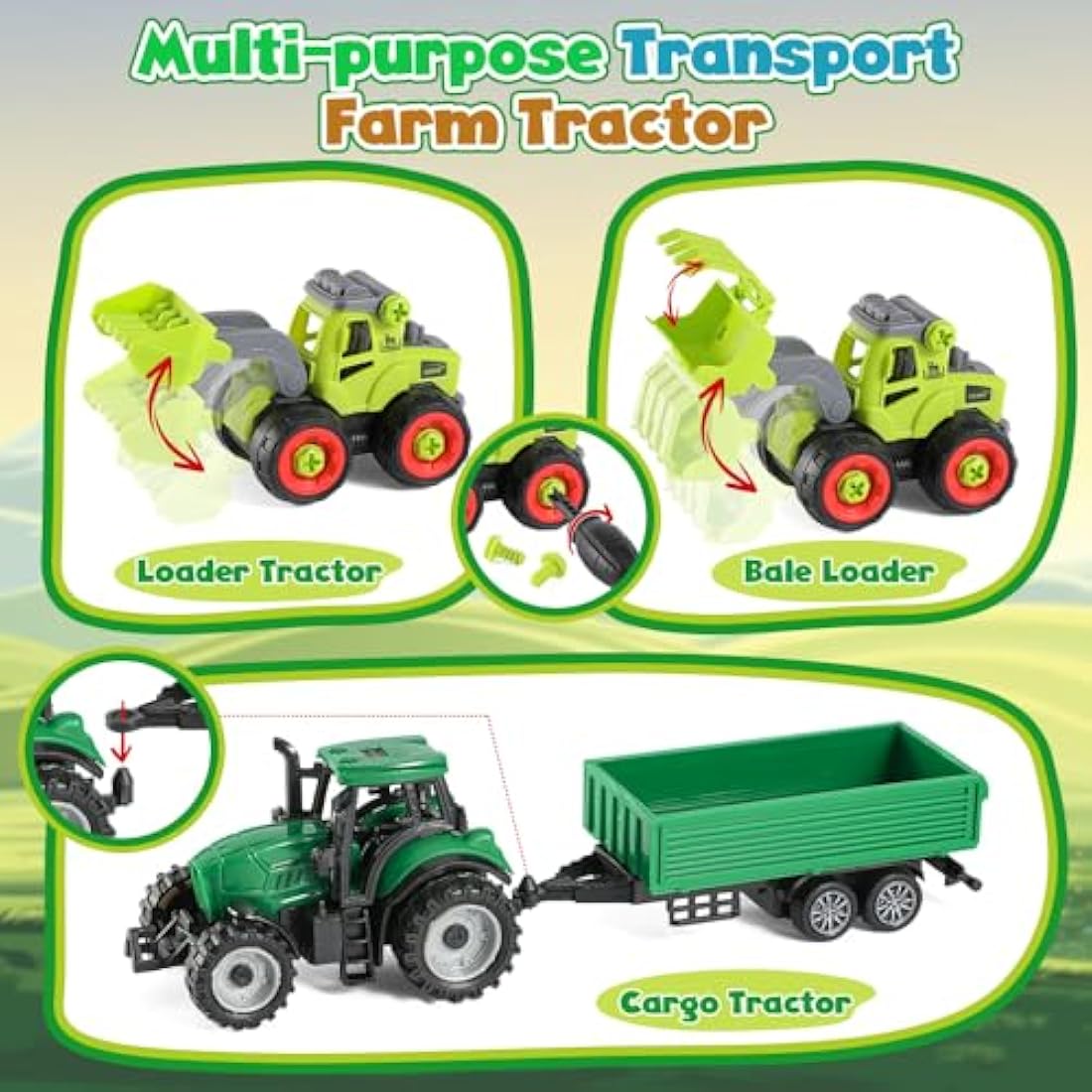 FRUSE Farm Animal Play Sand Set – 38pc Sensory Sandbox with Tractor Toys