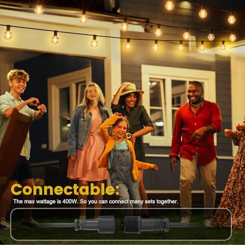 Yuusei 200FT Outdoor Festoon Lights – 100 LED Shatterproof G40 Bulbs