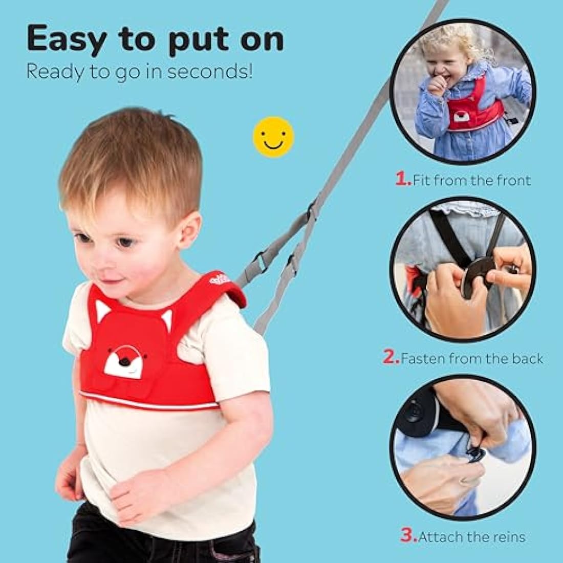 Trunki ToddlePak Baby Walking Reins & Safety Harness – Felix Fox Red