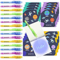 BONNYCO Invisible Ink Pen and Notebook Set - 16 Pack Space Party Favors