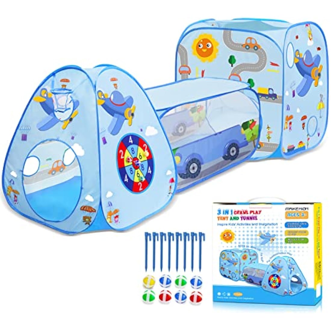 MAIKEHIGH 3-in-1 Kids Play Tent and Tunnel | Pop Up Ball Pit Playhouse