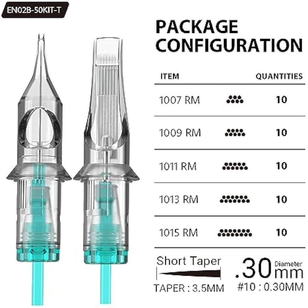 STIGMA 50Pcs Tattoo Cartridges – Bugpin Round Magnum Mixed Needles