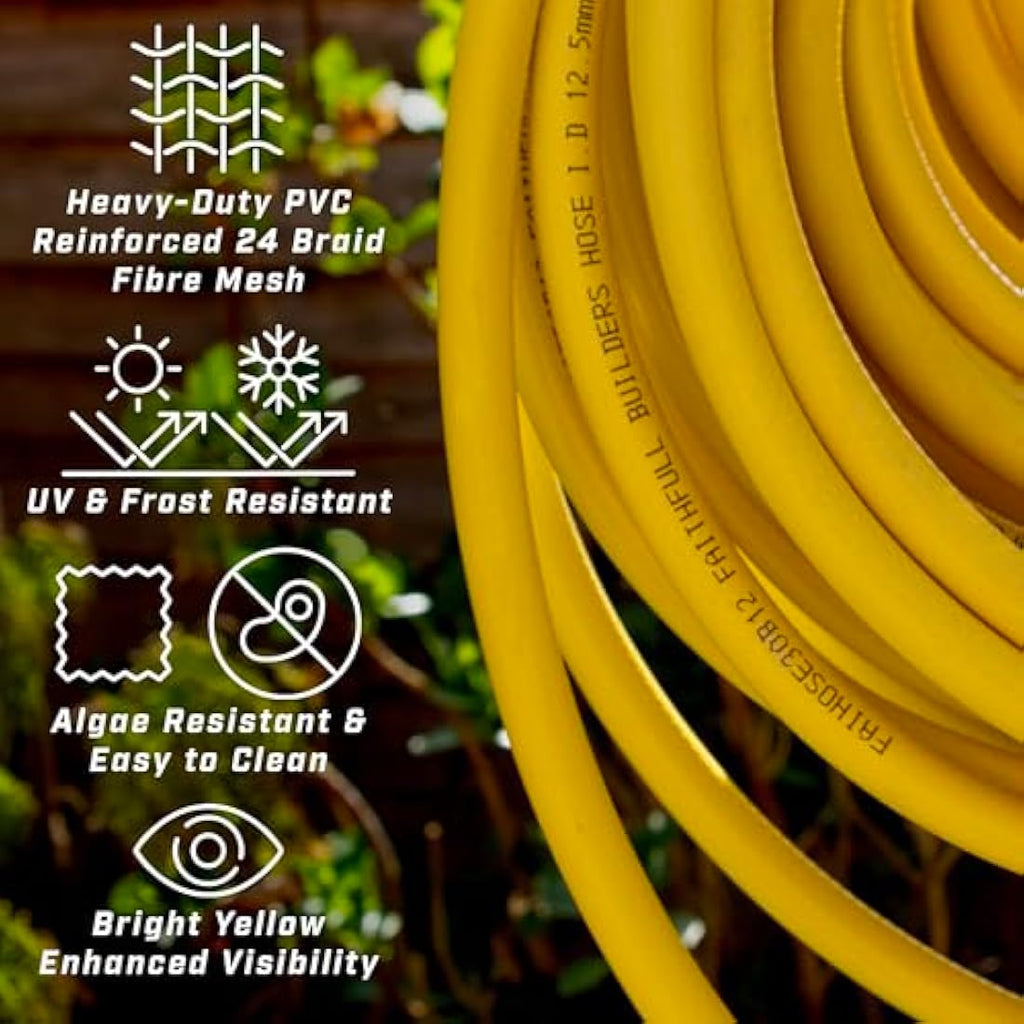Faithfull Heavy-Duty Reinforced PVC Builders Hose – 30M Kink Resistant Pipe