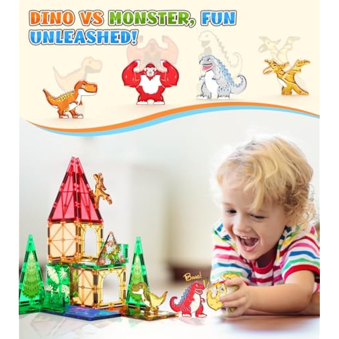 Dinosaur Magnetic Tiles – STEM Montessori Construction Set