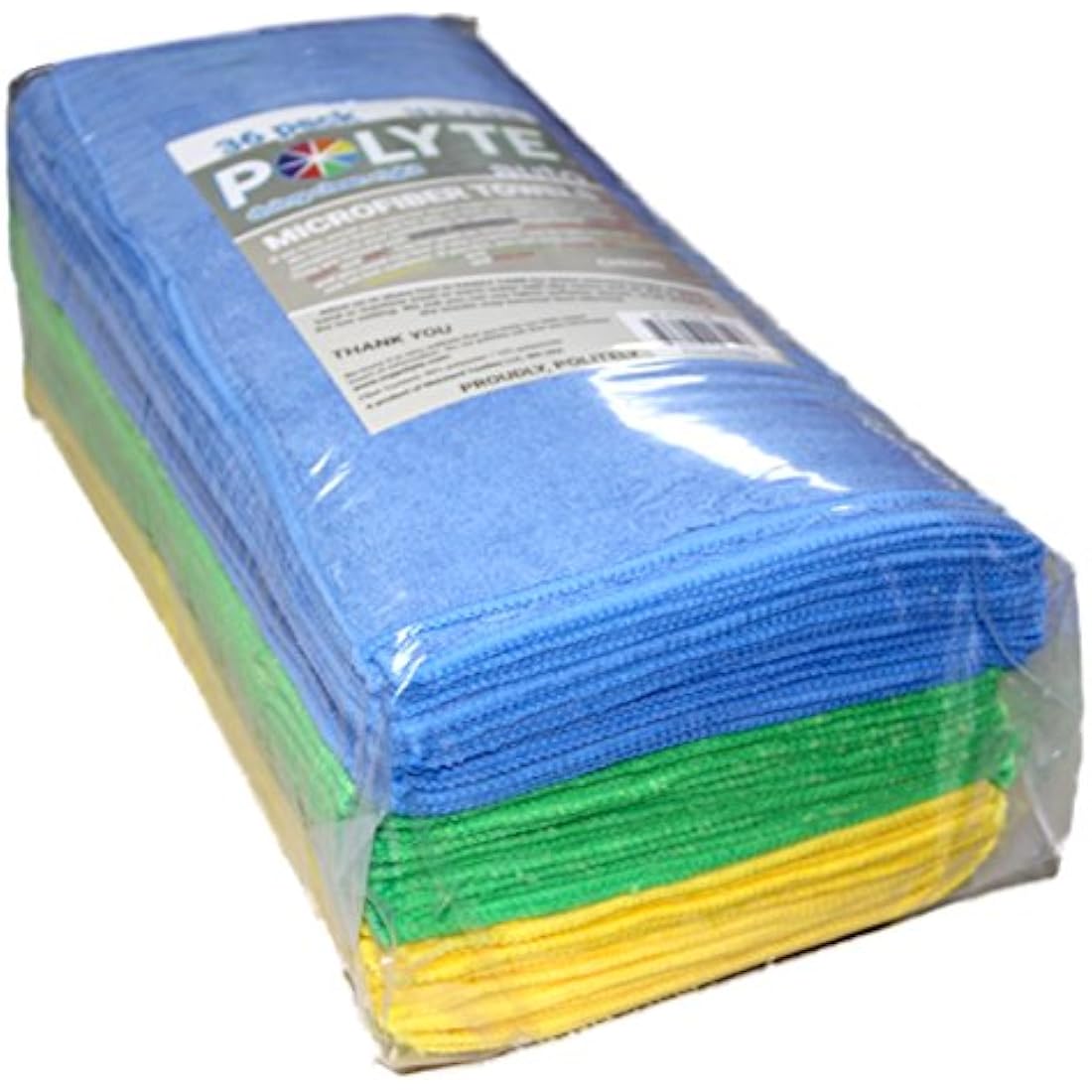 Polyte Microfibre Cleaning Towels - 40x40cm Absorbent Cloths, 36 Pack