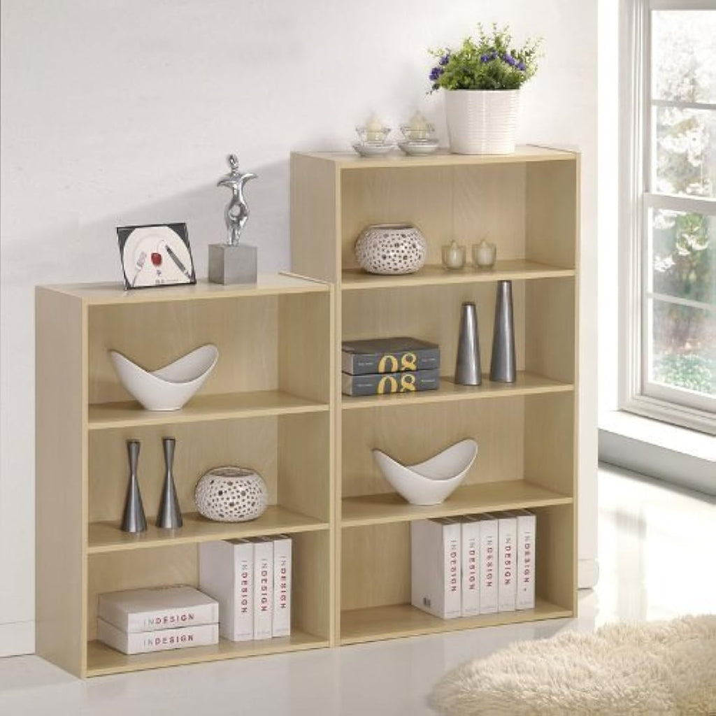 Furinno Pasir 4-Tier Open Shelf Display Rack - Steam Beech Wood