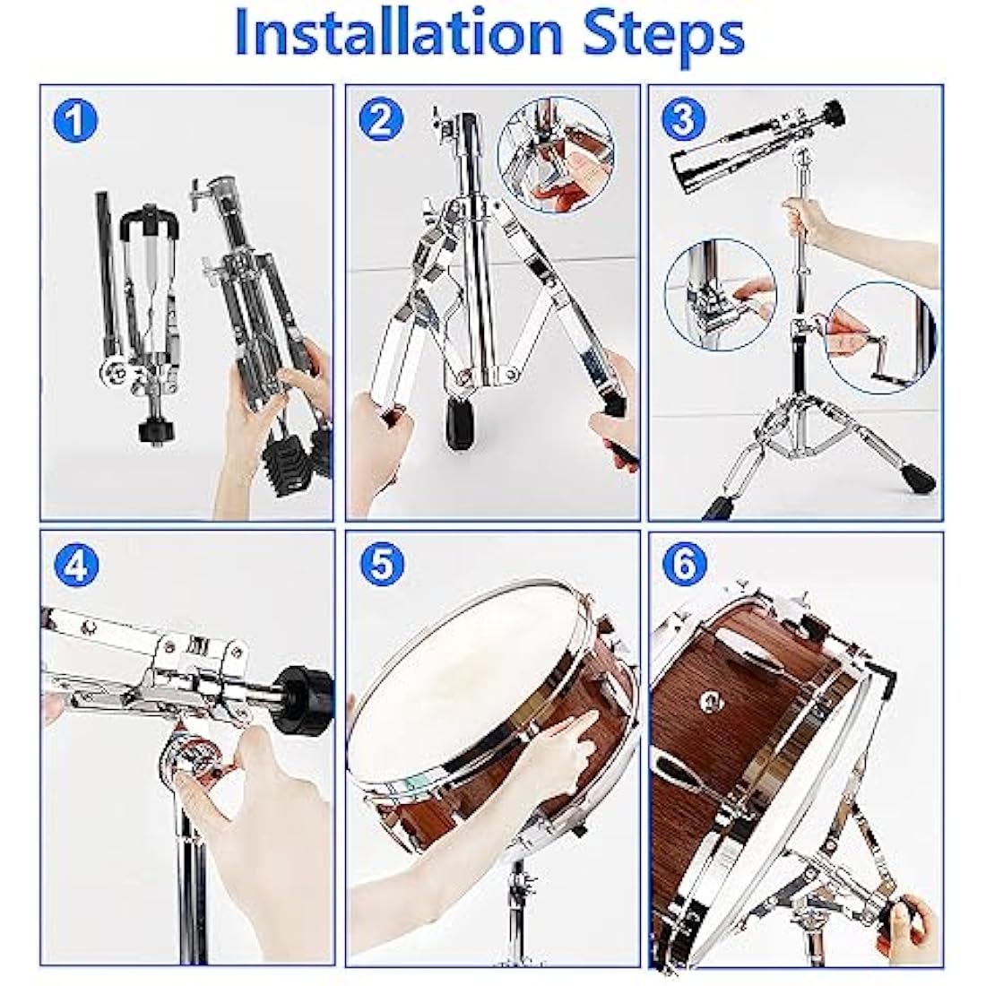 Aleawol Snare Drum Stand | Double Braced Adjustable Height 16-22 Inch