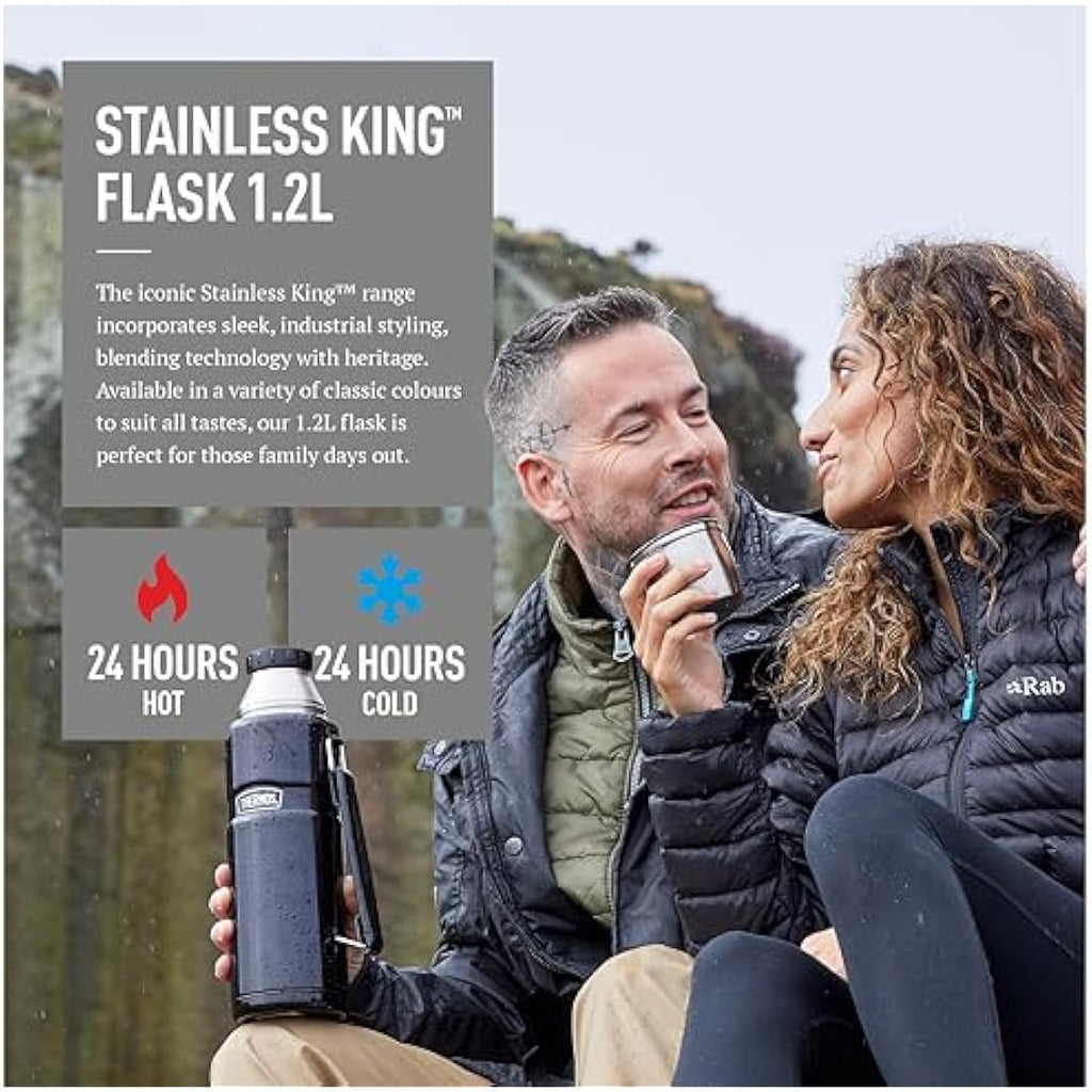 Thermos Stainless King Travel Flask – 1.2L Gun Metal Insulated Bottle