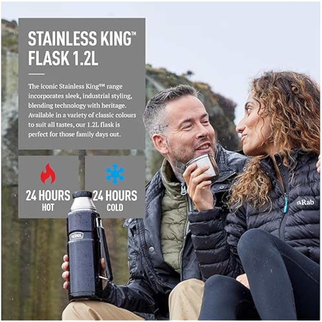 Thermos Stainless King Travel Flask – 1.2L Gun Metal Insulated Bottle