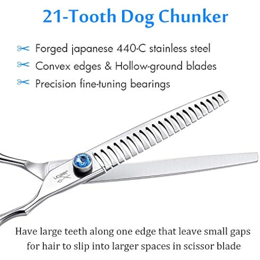 JASON 7" Dog Grooming Chunker Shears | 21-Teeth Japanese Stainless Steel