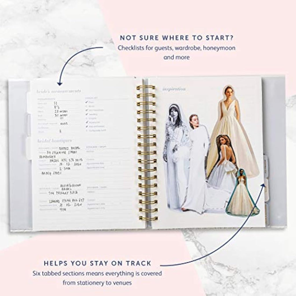 Busy B Wedding Planner – White & Gold Spiral-Bound Bridal Organiser
