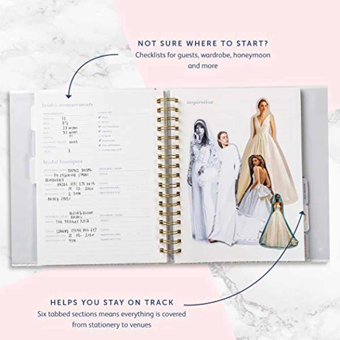 Busy B Wedding Planner – White & Gold Spiral-Bound Bridal Organiser