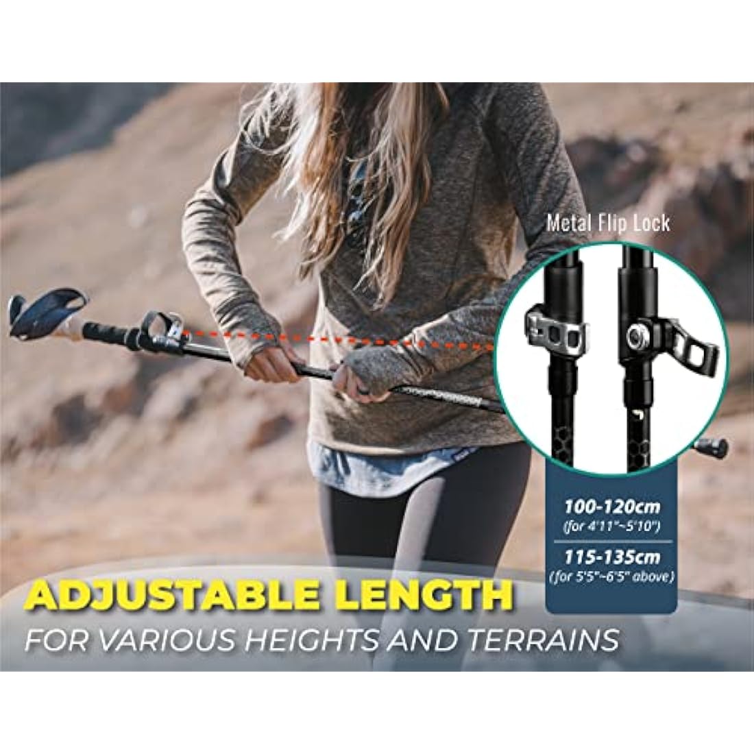 Trekology Trek-Z Folding Trekking Poles | Aluminum Hiking Sticks - 2 Pack