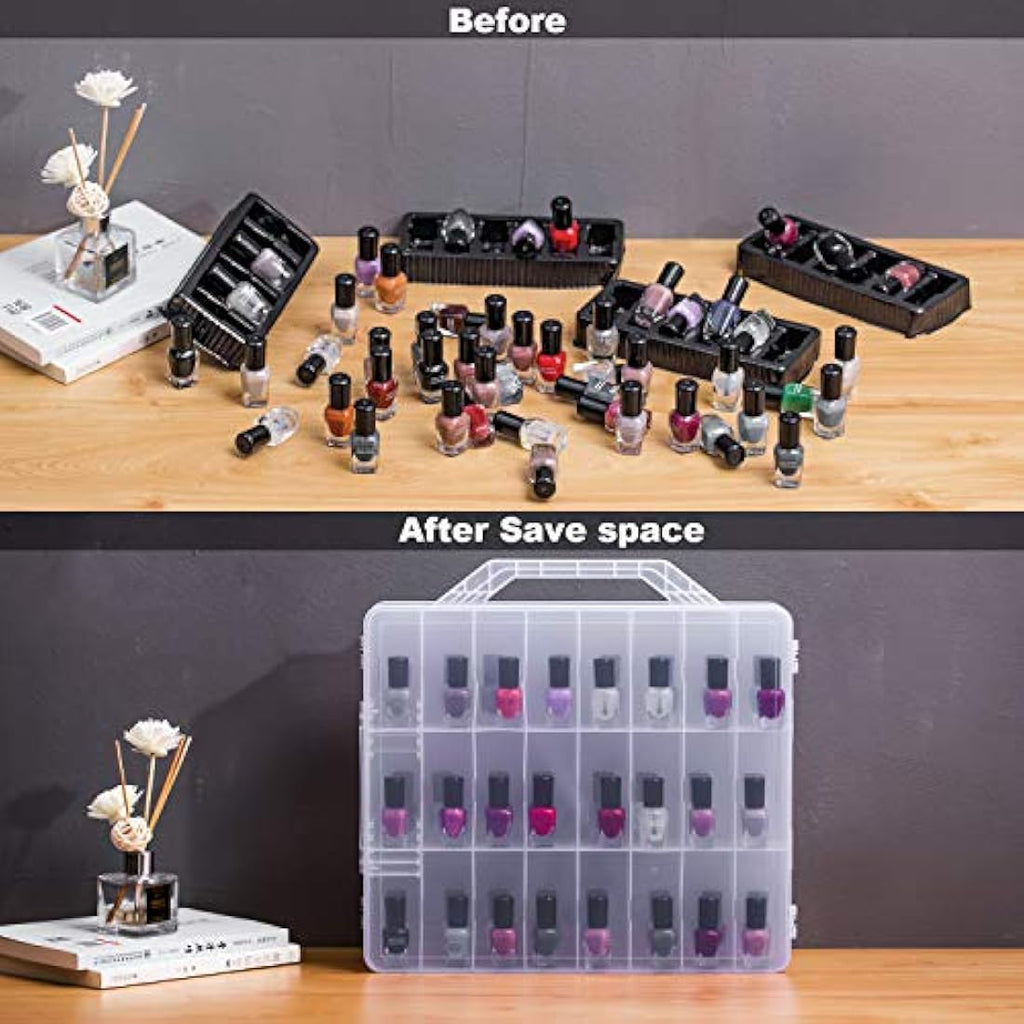 DreamGenius Nail Polish Organizer | 48 Bottle Clear Storage Case