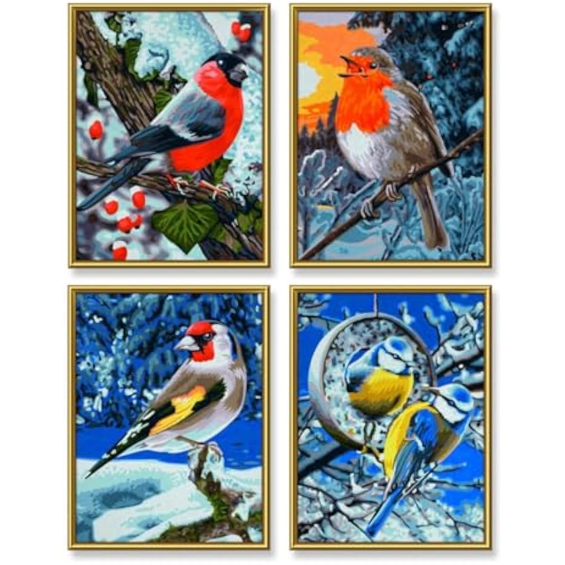 Schipper Winter Birds Paint by Numbers Kit - 4 Canvas Boards Art Set