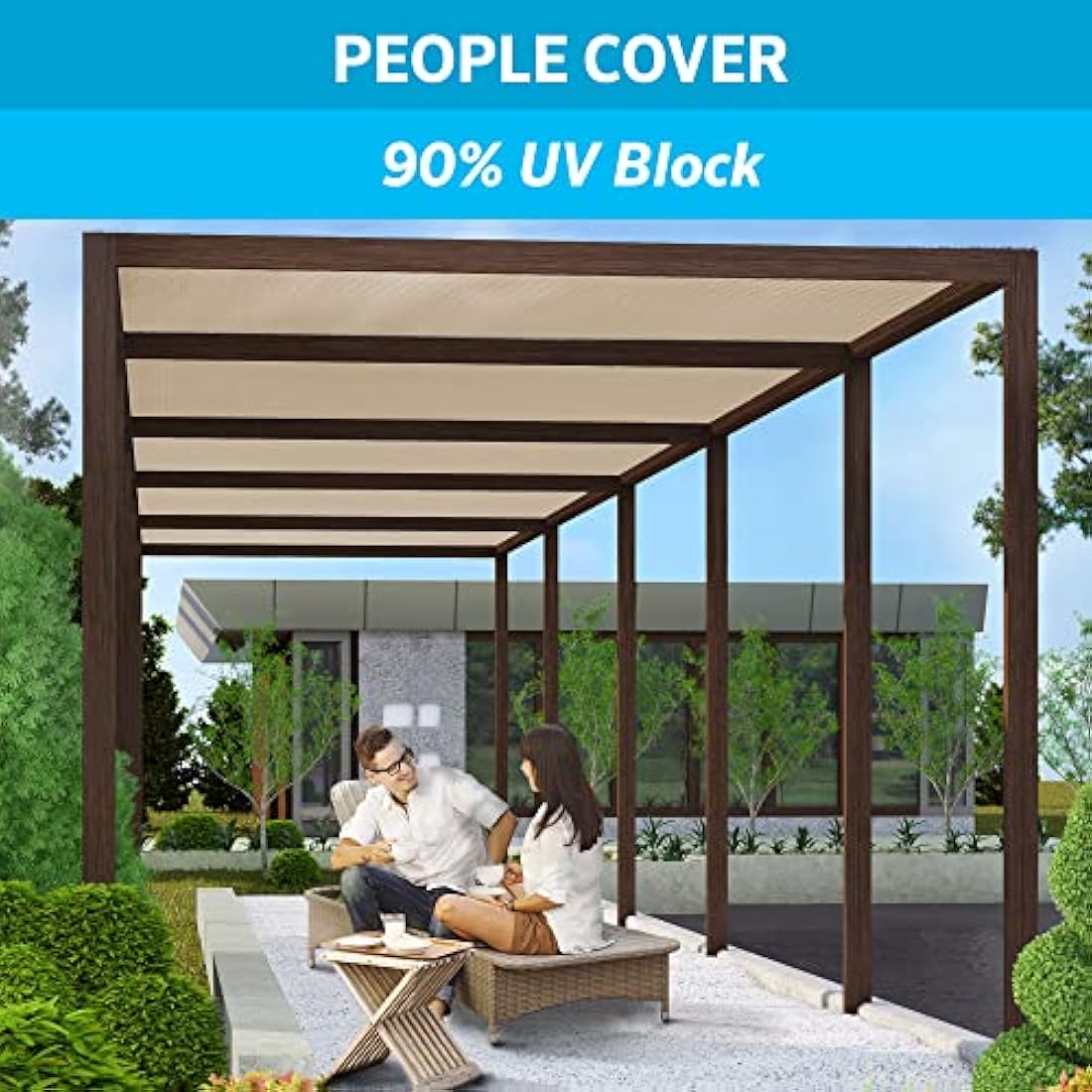 Coolaroo 90% UV Protection Shade Fabric – 12' x 50' Outdoor Privacy, Wheat
