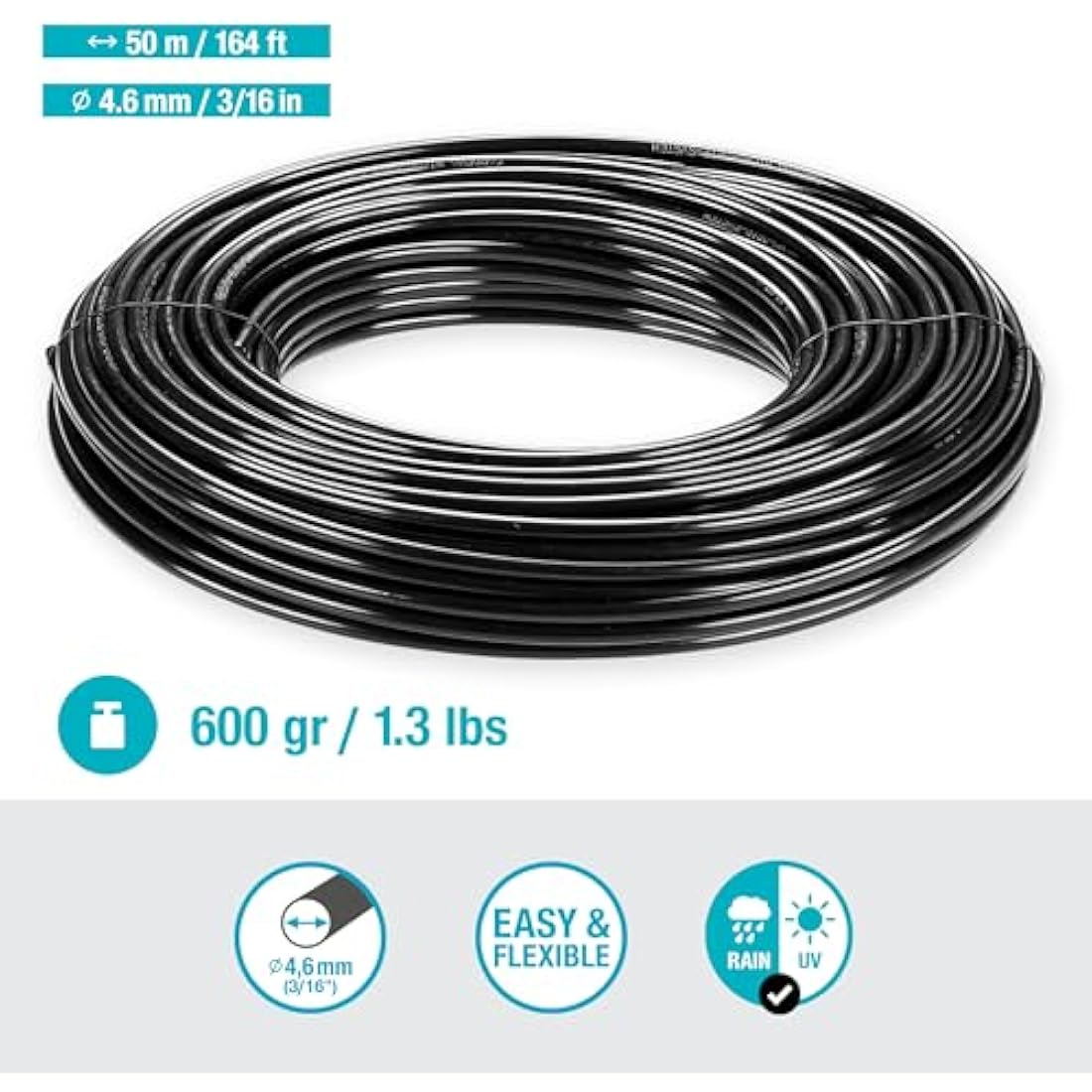 Gardena Micro-Drip System Supply Pipe – 4.6 mm (3/16"), 50 m UV-Stabilised