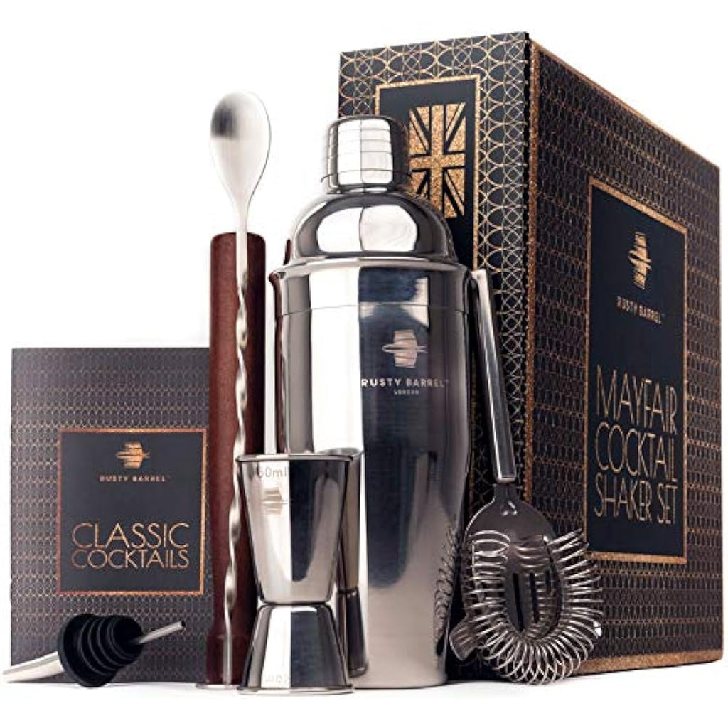 Rusty Barrel Mayfair Cocktail Making Kit – 8-Piece Stainless Steel Set