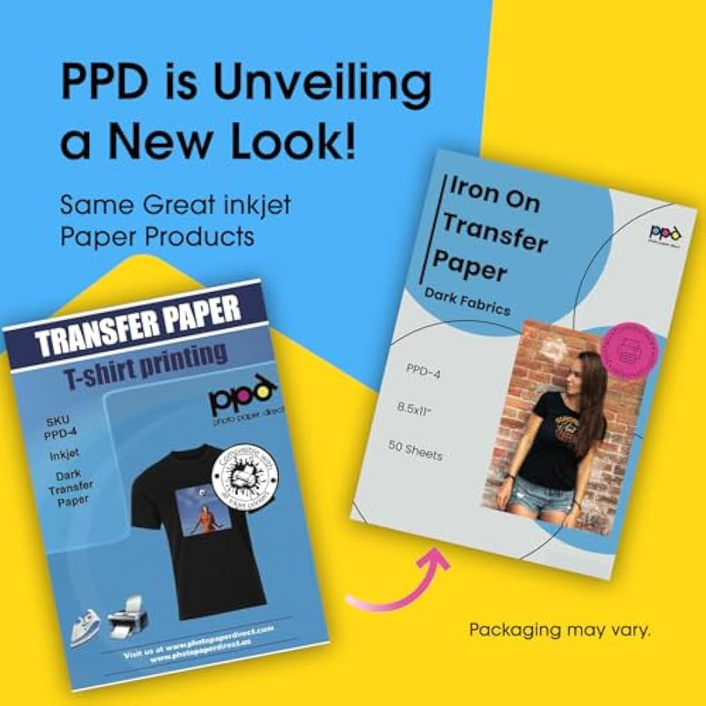 PPD Dark Fabric Iron on Transfer Paper for Inkjet Printers - 50 Sheets