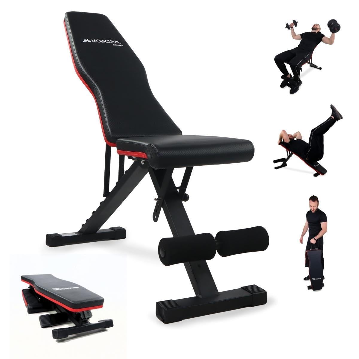 Mobiclinic FlexFit Adjustable Foldable Weight Bench - 440 lbs Home Gym
