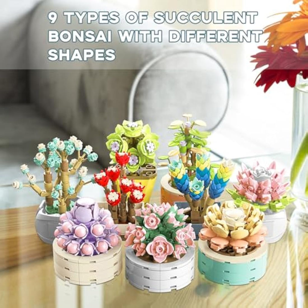 JMBricklayer Succulent Plants Building Blocks Set - 750Pcs Botanical Decor