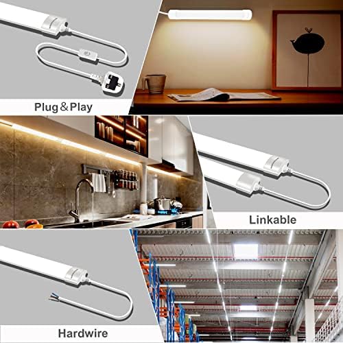 BERIXDEEP 4FT LED Batten Light | 36W 6500K IP66 Waterproof Linkable Shop Light