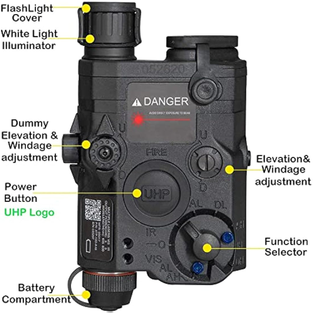 Zhongren PEQ-15 Tactical Battery Case | Red Laser & White LED Flashlight