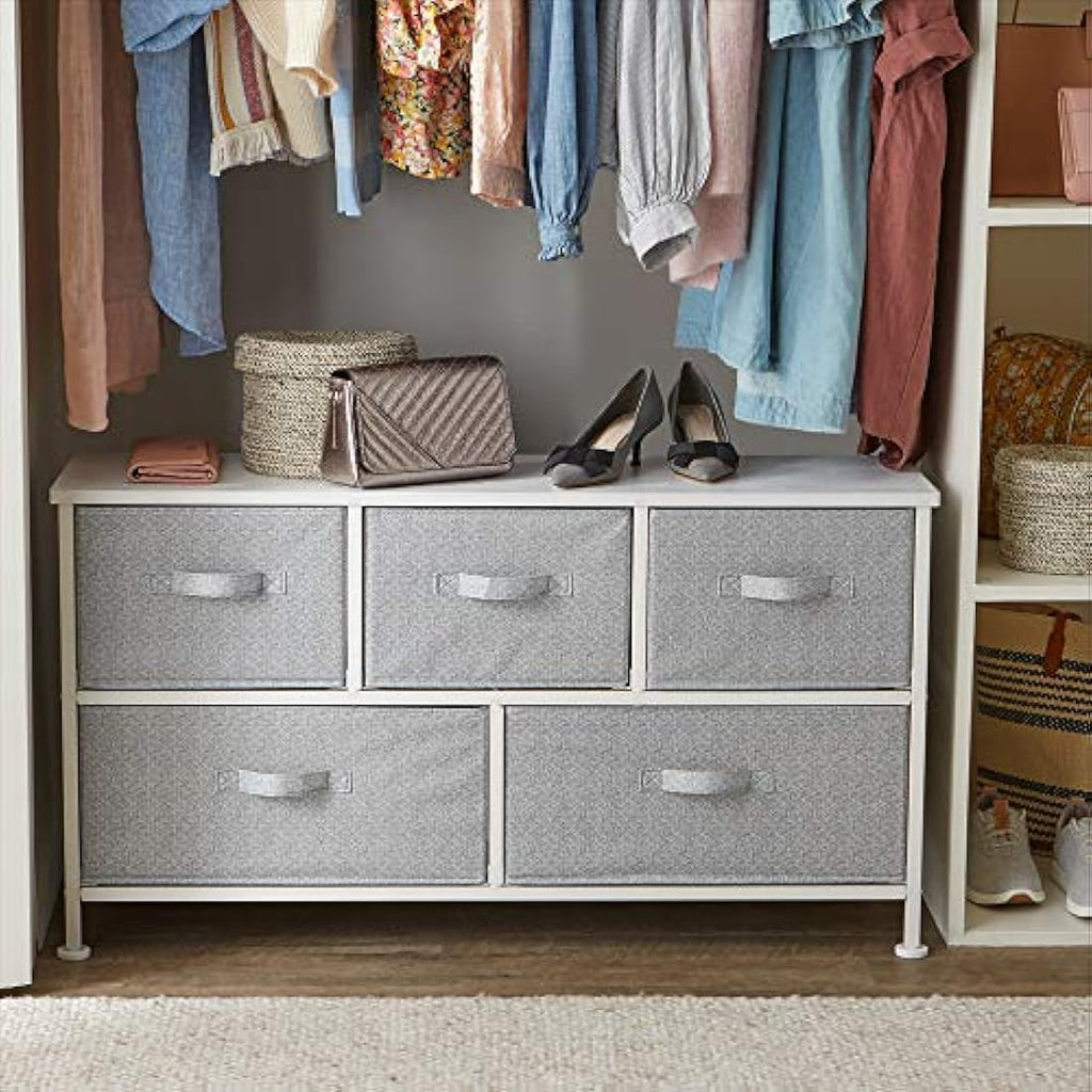 Jolof Store 5-Drawer Fabric Storage Organizer – Extra Wide White Dresser
