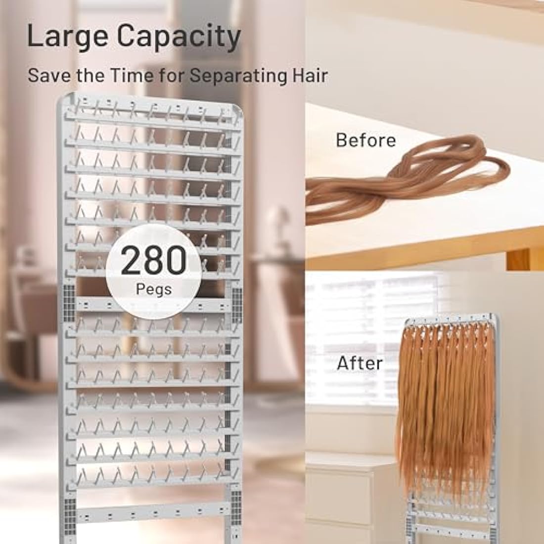 Jolof Store 280 Pegs Braiding Hair Rack – Adjustable 2-Sided Stand with Wheels