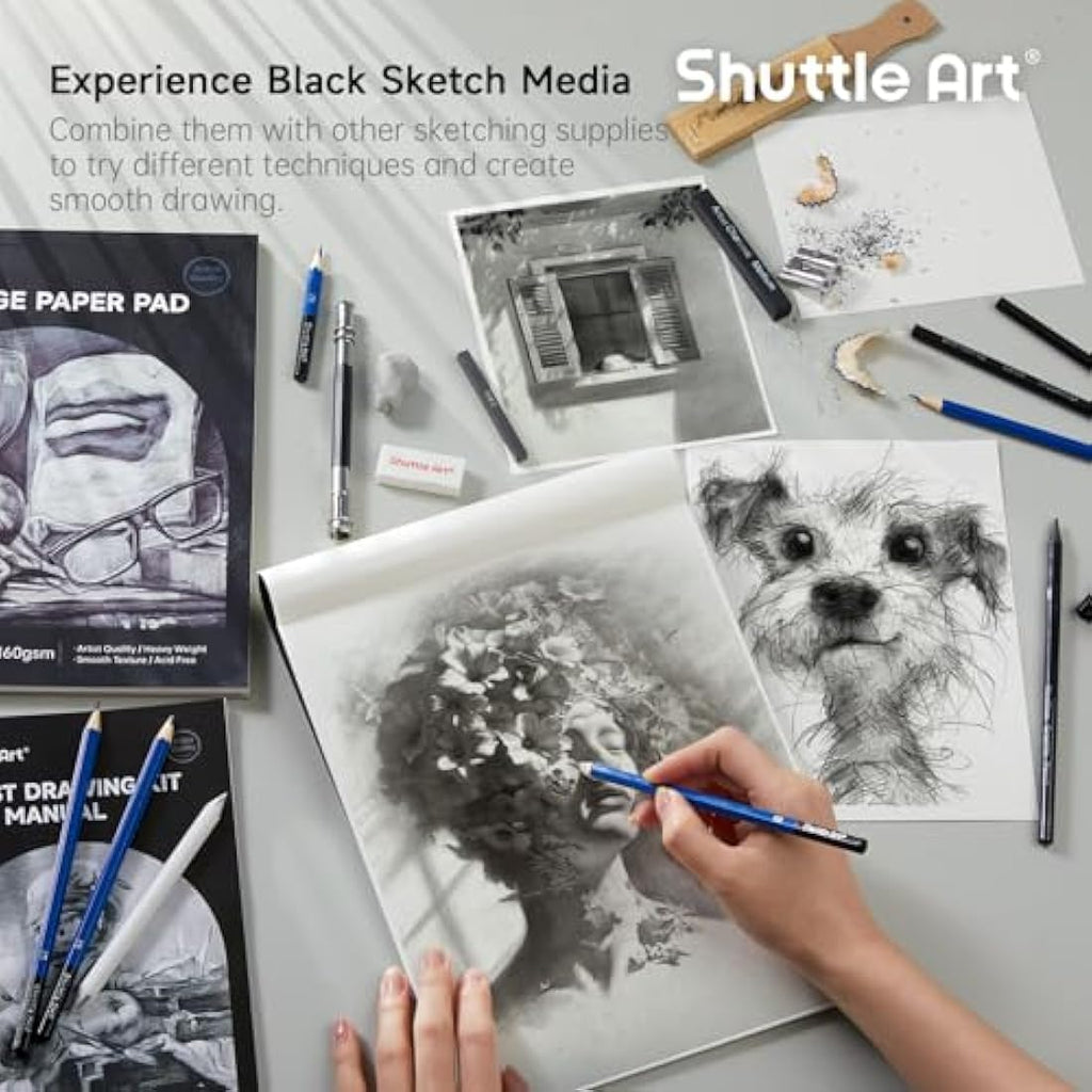 Shuttle Art 124 Pack Sketching and Drawing Set with 4 Drawing Pads