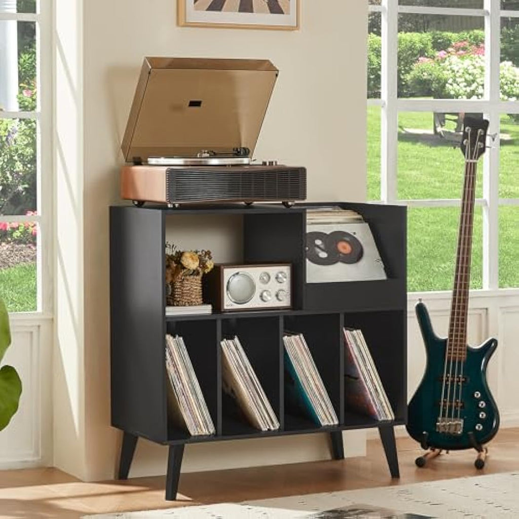 Jolof Store Large Wooden Vinyl Record Stand – 300 Album Storage Cabinet