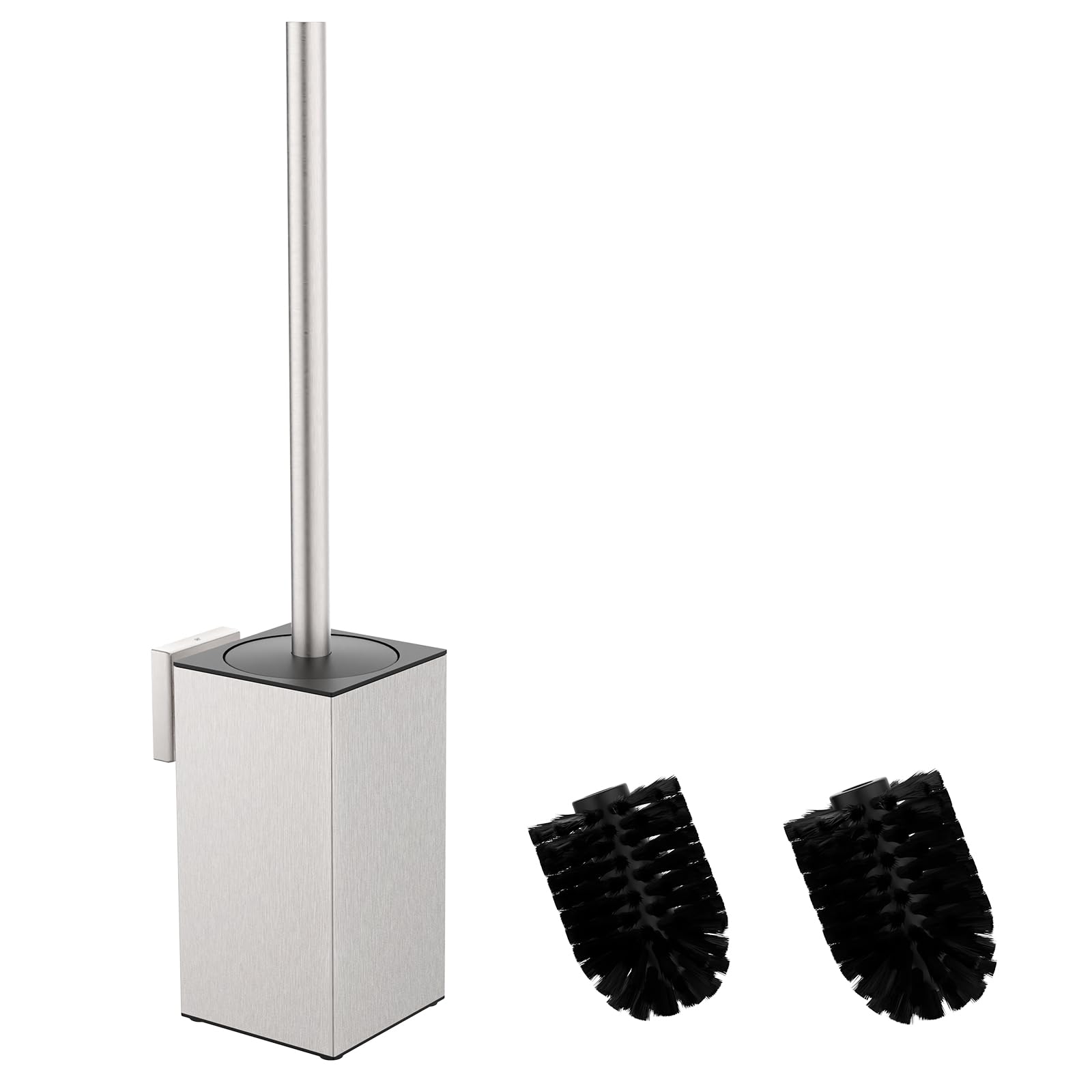 Mozmmhi 304 Stainless Steel Wall Mounted Toilet Brush Set - Square Silver