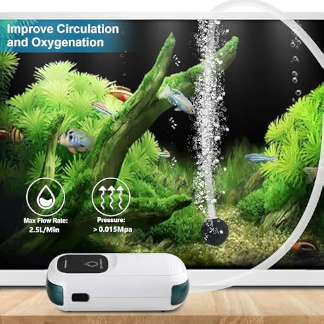 Rechargeable Aquarium Air Pump – Portable Silent Aerator