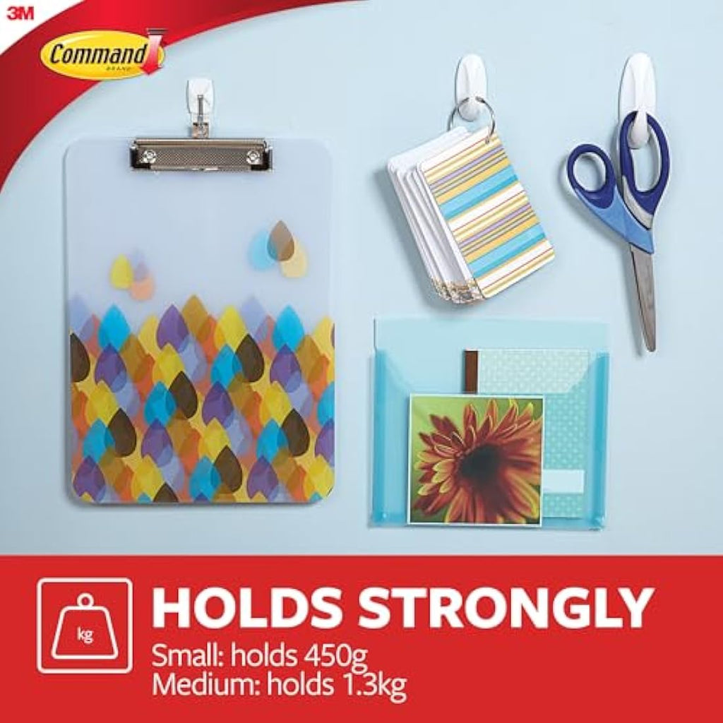 Command Medium Designer Hooks, White – Damage-Free Hanging (6 Pack)