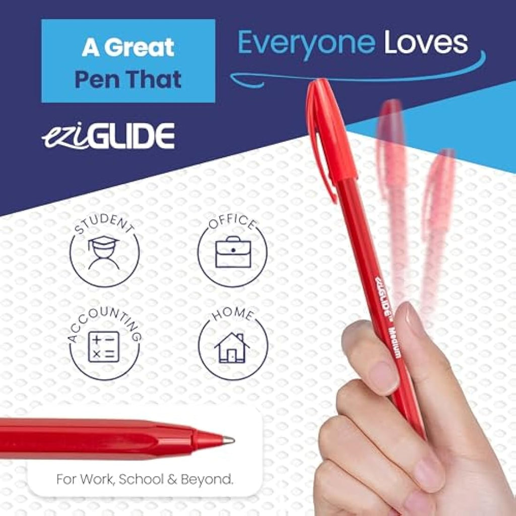 Eziglide Orange Ballpoint Pens – 50 Pack Medium 1.0mm Smooth Ink